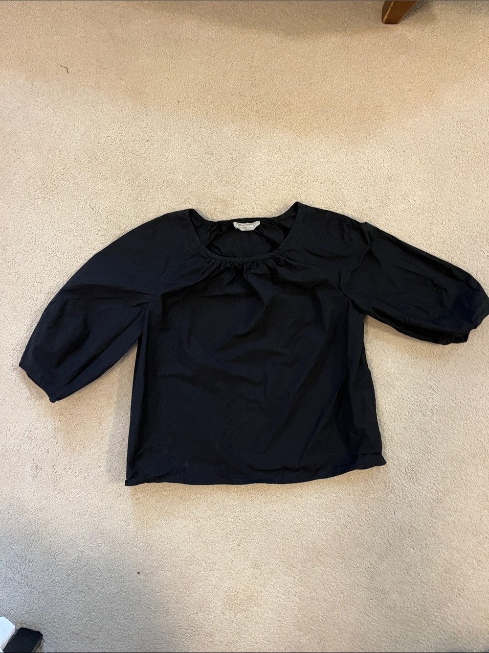 Everlane Black Puff Sleeve Blouse